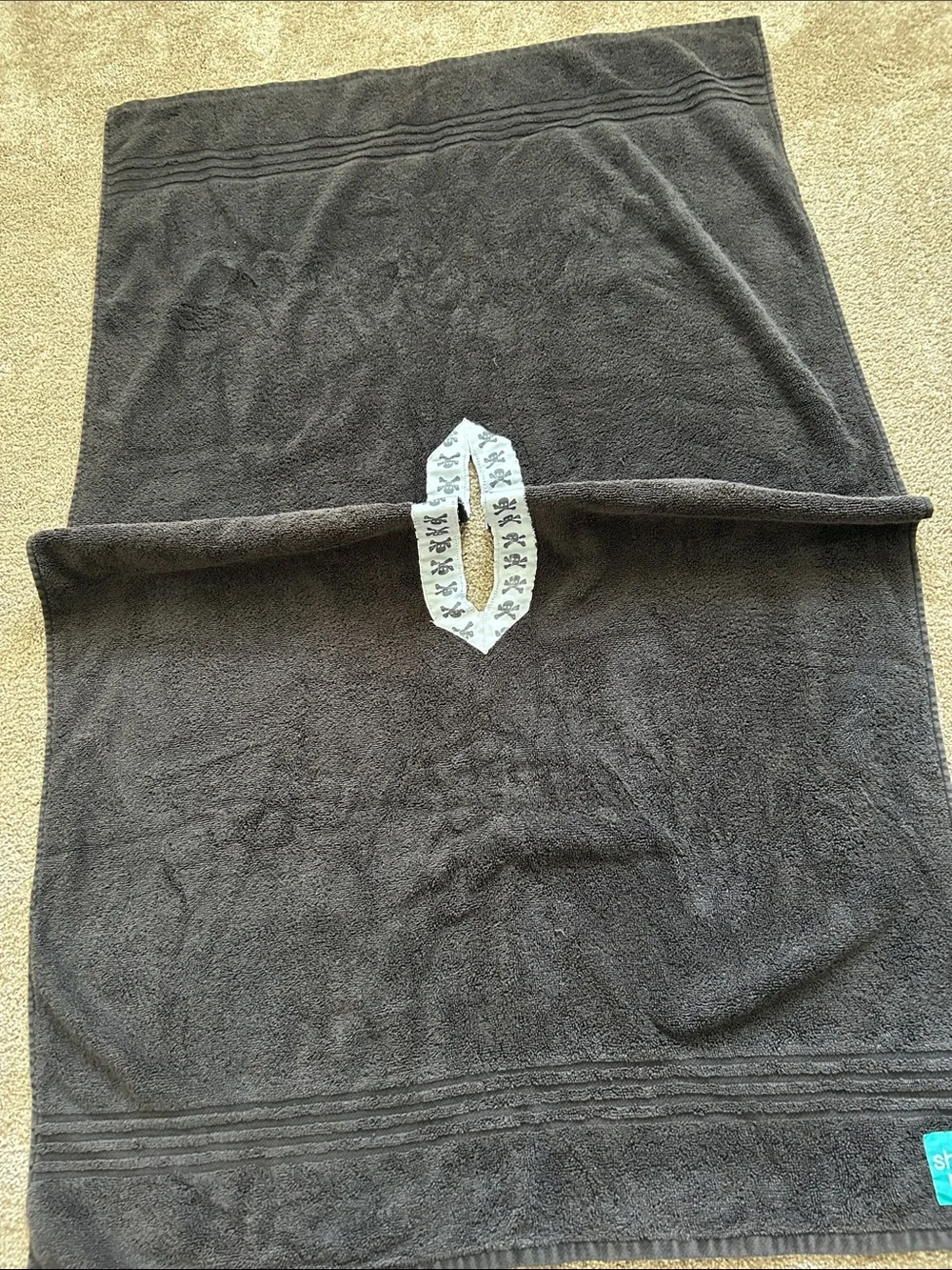 Black Beach/Pool Towel with Logo Tab